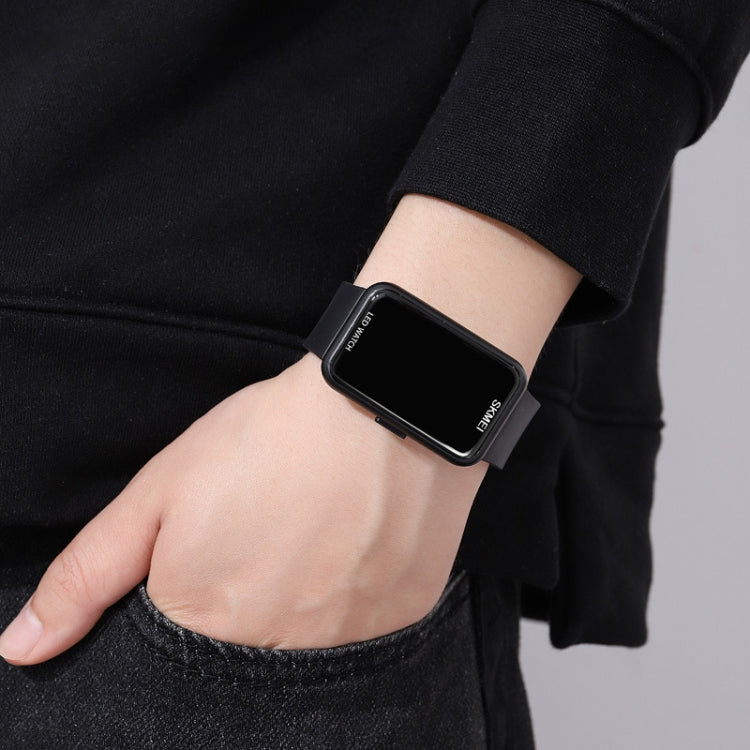 skmei-1873-pu-strap-waterproof-led-electronic-watchlight-green