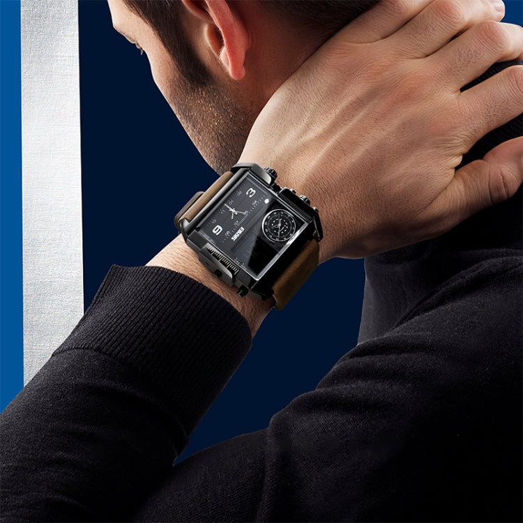 skmei-1391-multifunctional-men-business-digital-watch-30m-waterproof-square-dial-wrist-watch-with-leather-watchbandbrown